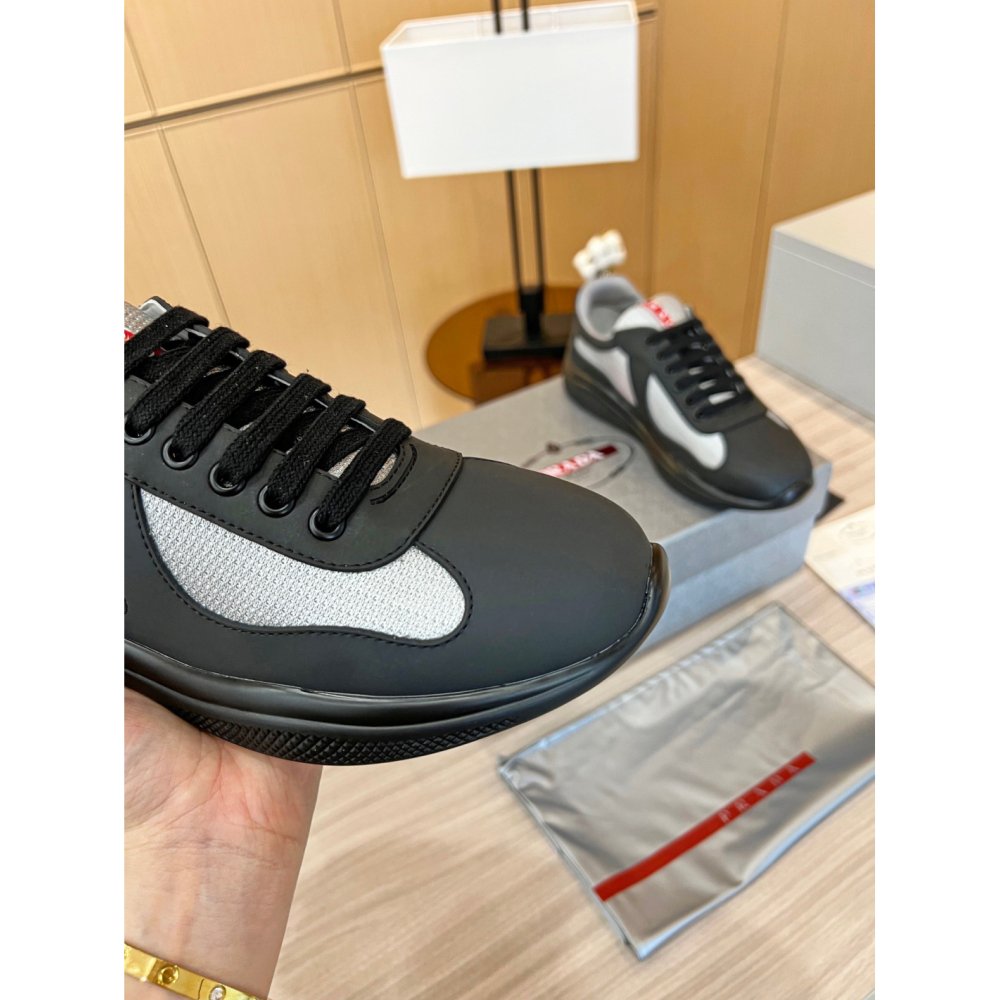 Cheap Reps Prada Americas Cup Sneakers in Black Rubber and Bike Fabric