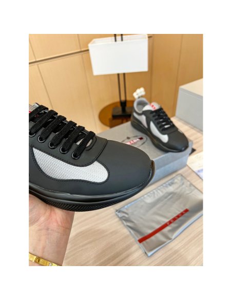 Cheap Reps Prada Americas Cup Sneakers in Black Rubber and Bike Fabric