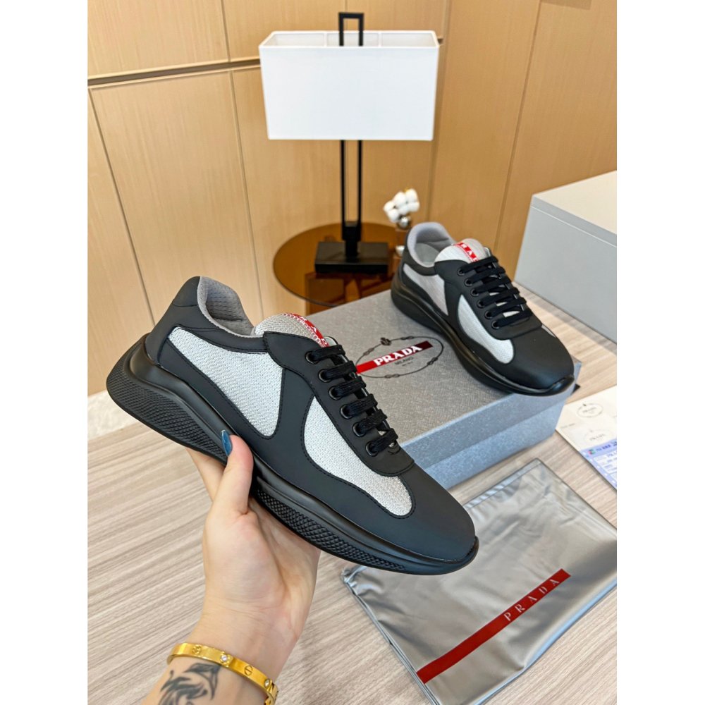 Cheap Reps Prada Americas Cup Sneakers in Black Rubber and Bike Fabric