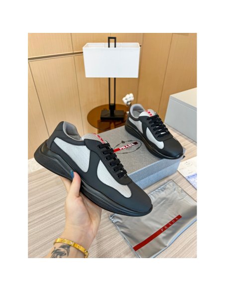 Cheap Reps Prada Americas Cup Sneakers in Black Rubber and Bike Fabric