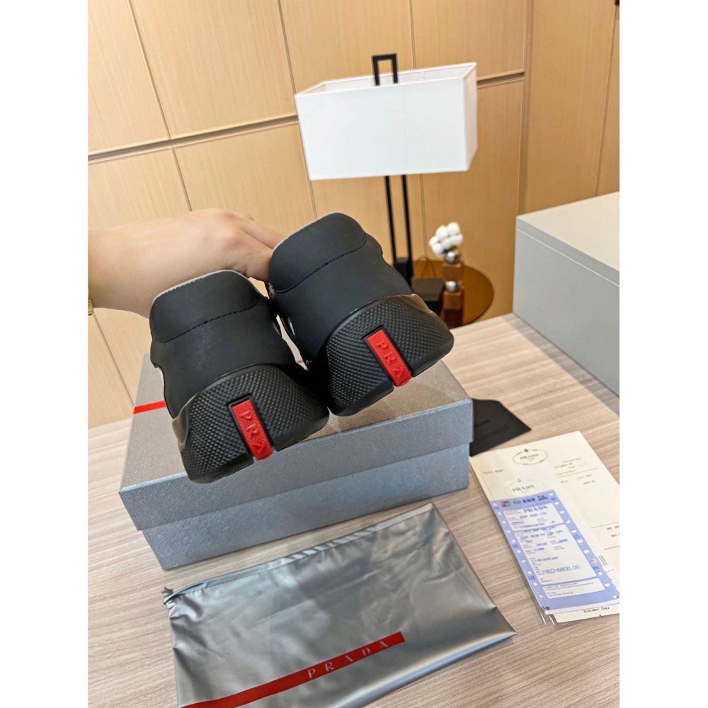 Cheap Reps Prada Americas Cup Sneakers in Black Rubber and Bike Fabric