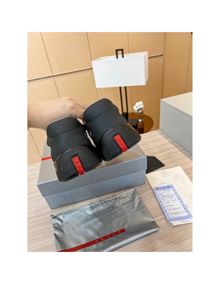 Cheap Reps Prada Americas Cup Sneakers in Black Rubber and Bike Fabric