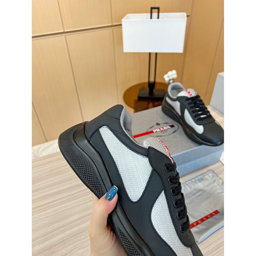 Cheap Reps Prada Americas Cup Sneakers in Black Rubber and Bike Fabric