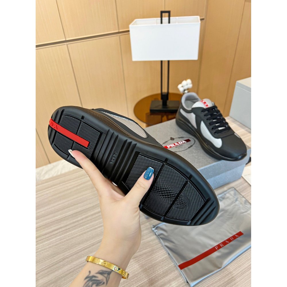 Cheap Reps Prada Americas Cup Sneakers in Black Rubber and Bike Fabric
