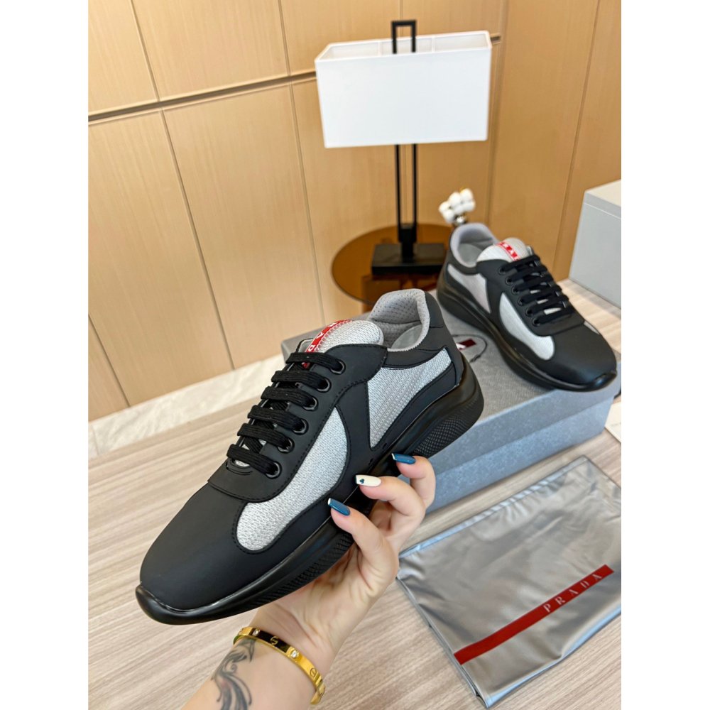 Cheap Reps Prada Americas Cup Sneakers in Black Rubber and Bike Fabric