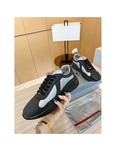 Cheap Reps Prada Americas Cup Sneakers in Black Rubber and Bike Fabric