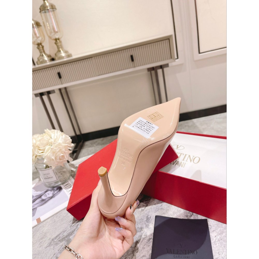 Cheap Reps Valentino One Stud Pumps 100mm in Cannelle Nappa Leather with Crystal
