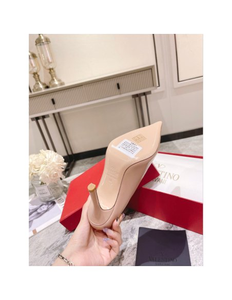 Cheap Reps Valentino One Stud Pumps 100mm in Cannelle Nappa Leather with Crystal