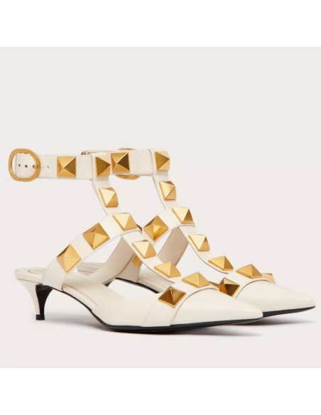 Cheap Reps Valentino Roman Stud Pumps 40mm In White Calfskin