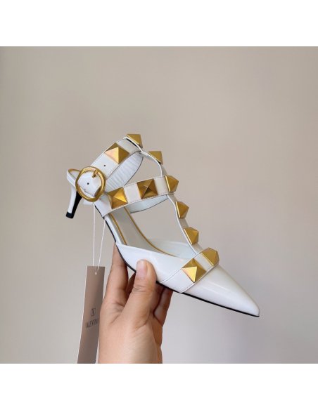 Cheap Reps Valentino Roman Stud Pumps 40mm In White Calfskin