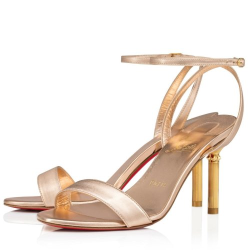Cheap Reps Christian Louboutin Mascasandal 85mm Sandals in Gold Leather