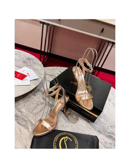 Cheap Reps Christian Louboutin Mascasandal 85mm Sandals in Gold Leather