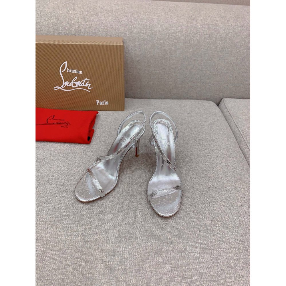 Cheap Reps Christian Louboutin Rosalie Sandals 100mm in Silver Metallic Leather