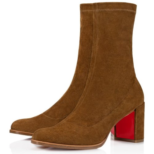 Cheap Reps Christian Louboutin Stretchadoxa 70MM Ankle Boots in Brown Suede