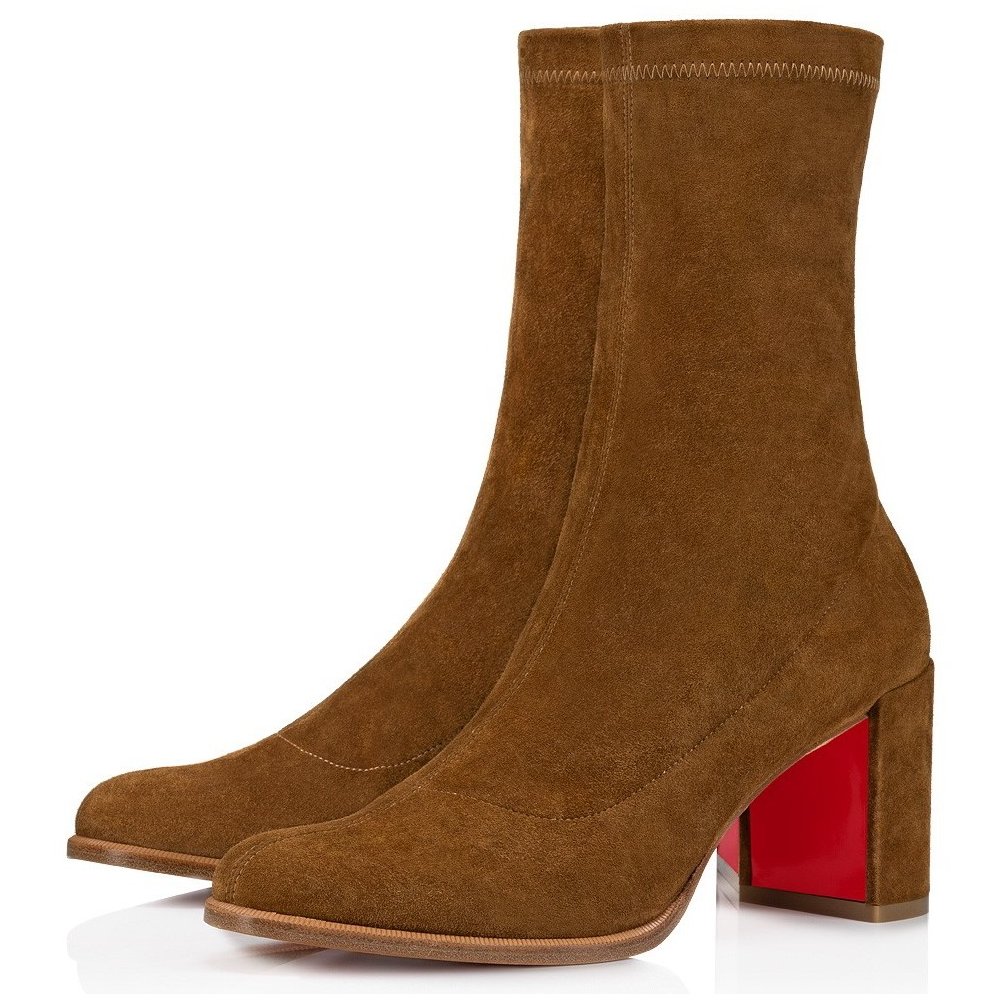 Cheap Reps Christian Louboutin Stretchadoxa 70MM Ankle Boots in Brown Suede