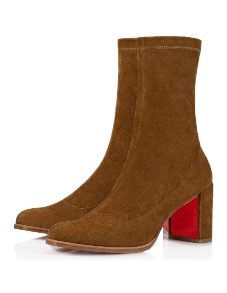 Cheap Reps Christian Louboutin Stretchadoxa 70MM Ankle Boots in Brown Suede