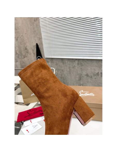 Cheap Reps Christian Louboutin Stretchadoxa 70MM Ankle Boots in Brown Suede