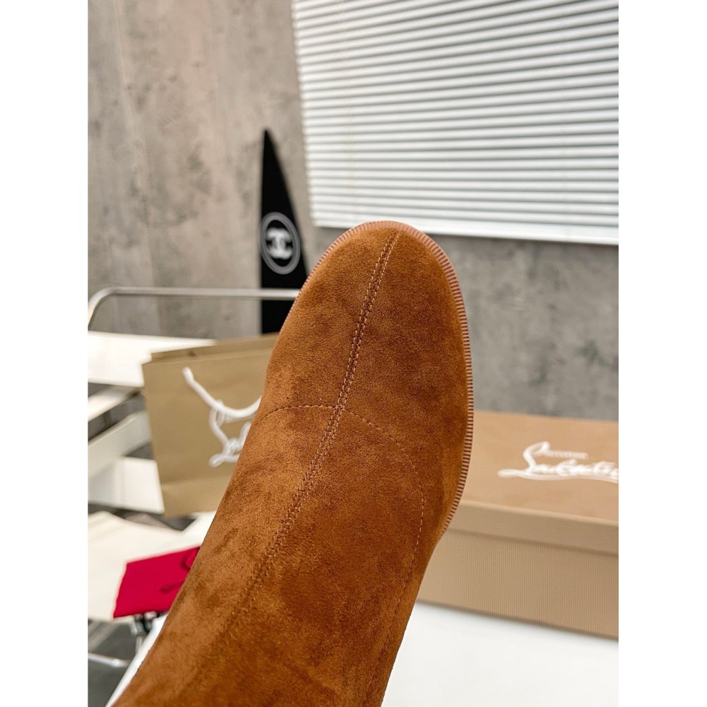 Cheap Reps Christian Louboutin Stretchadoxa 70MM Ankle Boots in Brown Suede