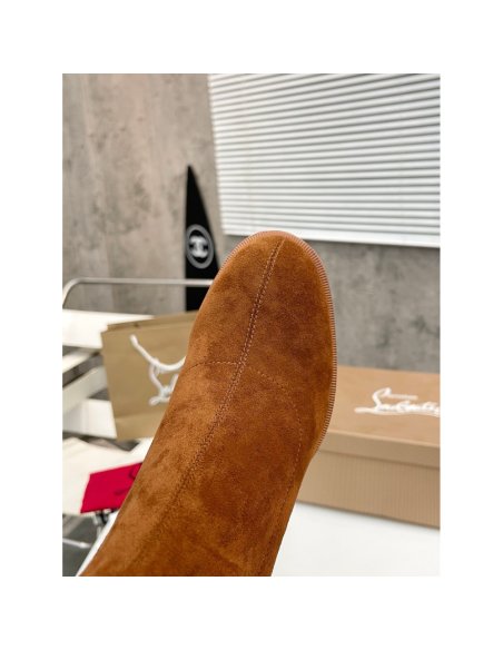 Cheap Reps Christian Louboutin Stretchadoxa 70MM Ankle Boots in Brown Suede