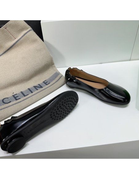 Cheap Reps Bottega Veneta Atomic Ballerina Flats in Black Lambskin