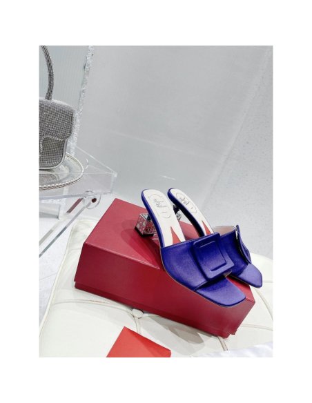 Cheap Reps Roger Vivier Cube Strass Heel Mules in Violet Satin