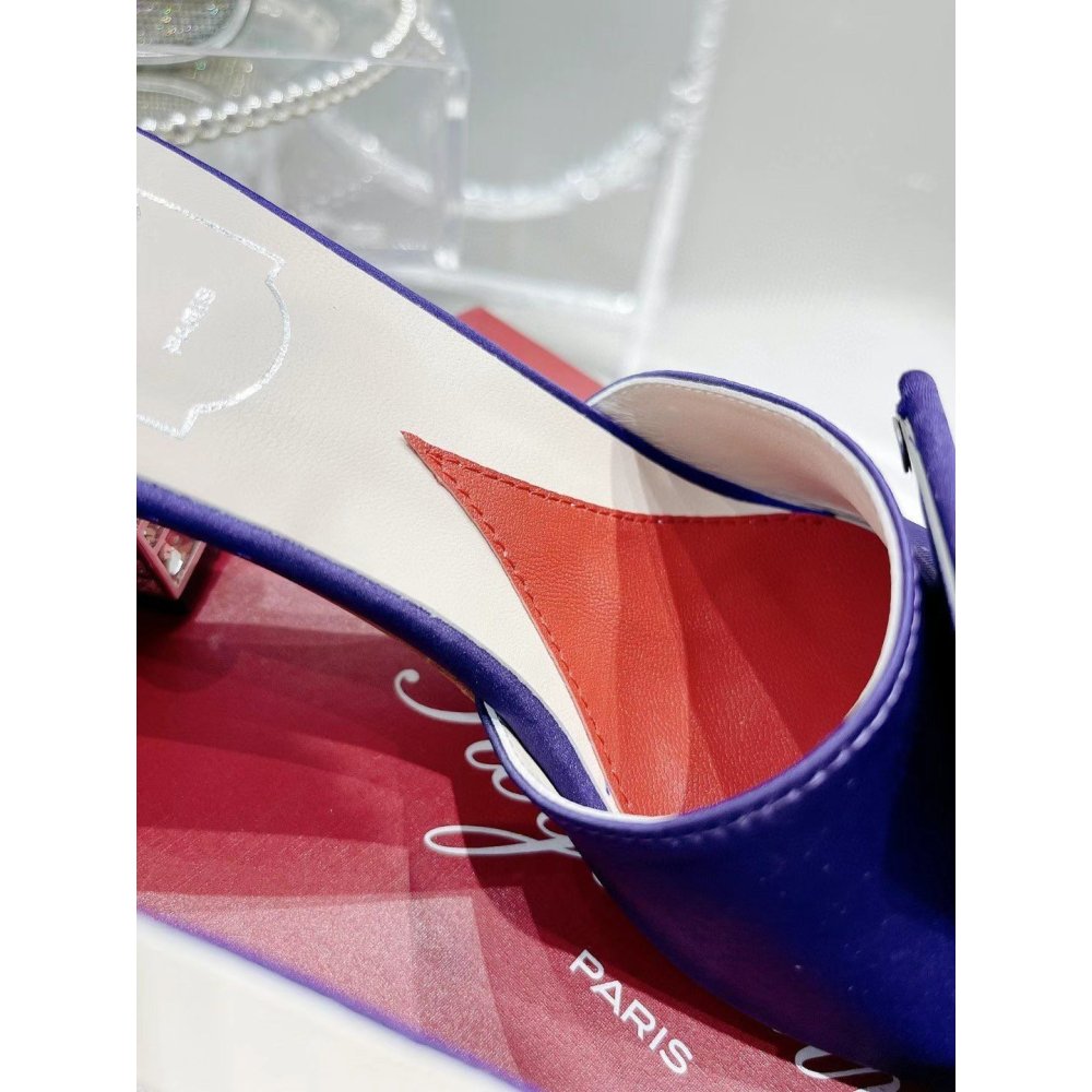 Cheap Reps Roger Vivier Cube Strass Heel Mules in Violet Satin