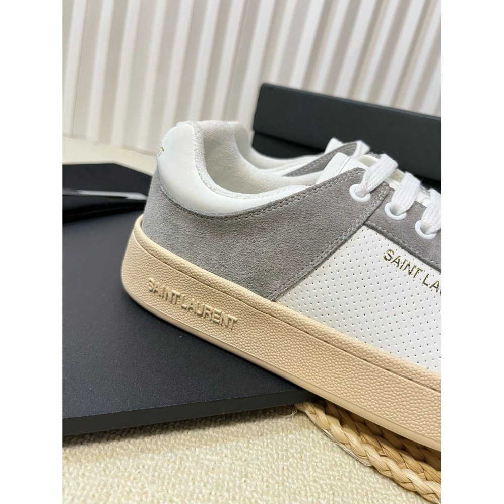 Cheap Reps Saint Laurent Womens SL/61 Sneakers in Grey and White Leather