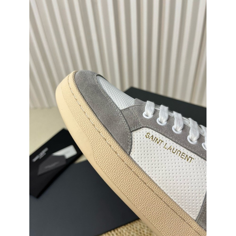Cheap Reps Saint Laurent Womens SL/61 Sneakers in Grey and White Leather