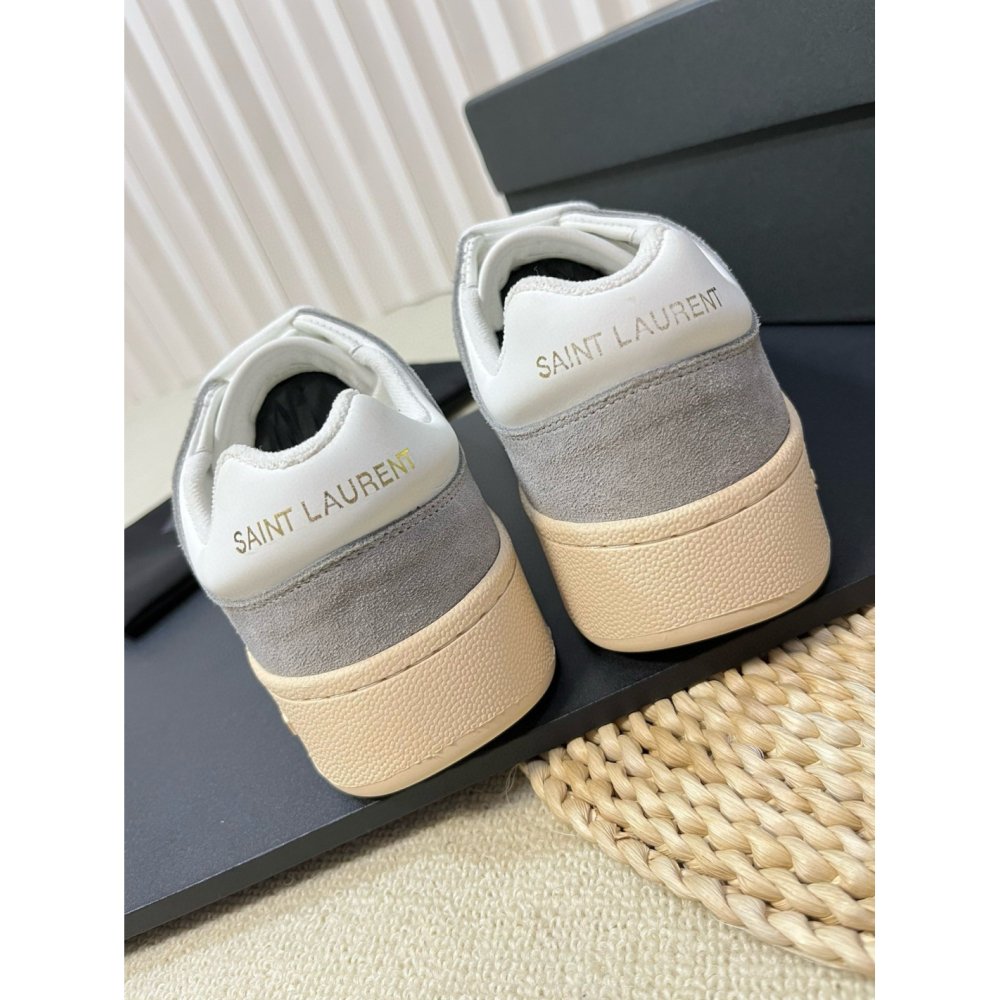 Cheap Reps Saint Laurent Womens SL/61 Sneakers in Grey and White Leather