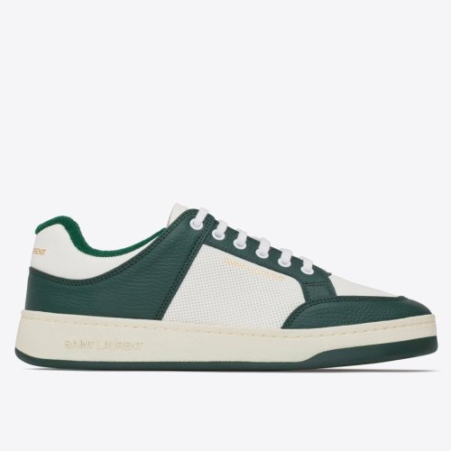 Cheap Reps Saint Laurent Womens SL/61 Sneakers in Green and White Leather
