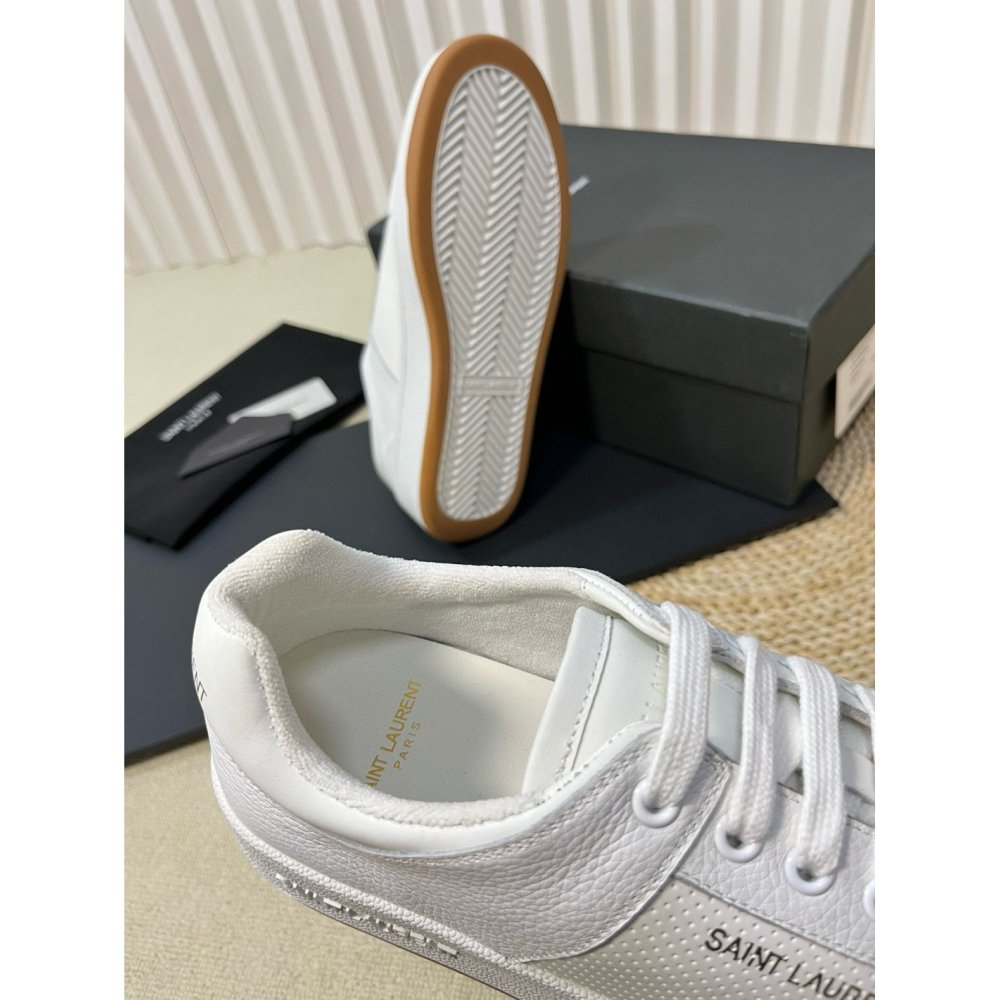 Cheap Reps Saint Laurent Womens SL/61 Sneakers in White Perforated Leather