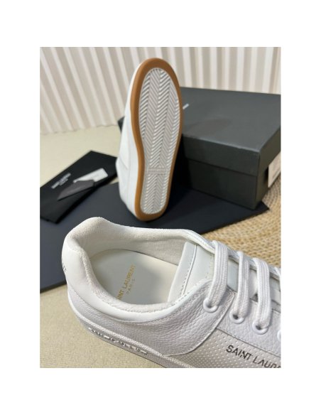 Cheap Reps Saint Laurent Womens SL/61 Sneakers in White Perforated Leather