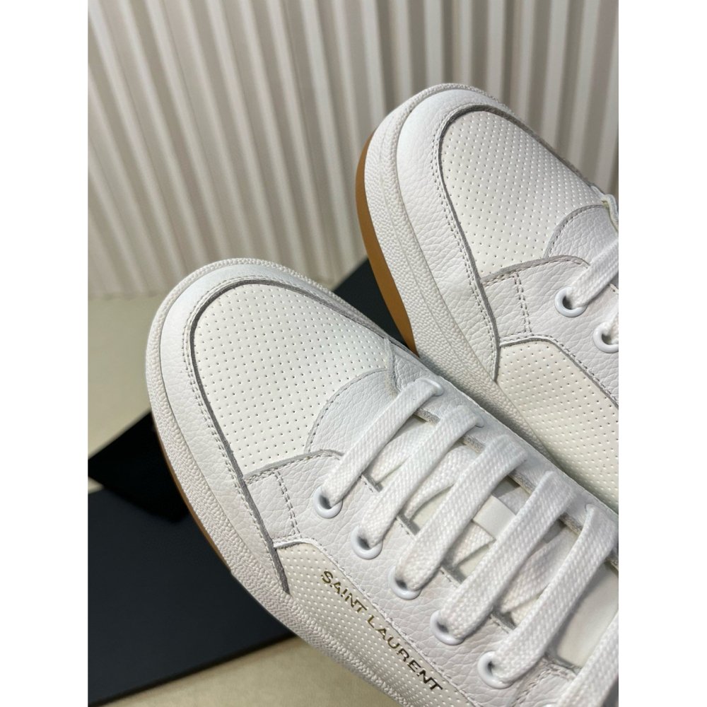 Cheap Reps Saint Laurent Womens SL/61 Sneakers in White Perforated Leather