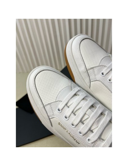 Cheap Reps Saint Laurent Womens SL/61 Sneakers in White Perforated Leather