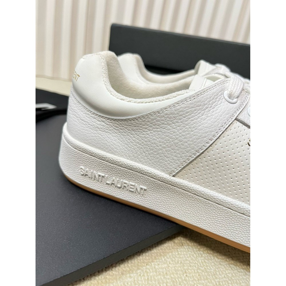 Cheap Reps Saint Laurent Womens SL/61 Sneakers in White Perforated Leather