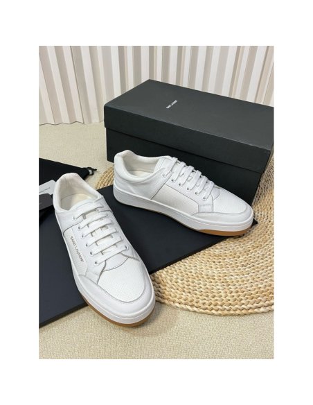 Cheap Reps Saint Laurent Womens SL/61 Sneakers in White Perforated Leather