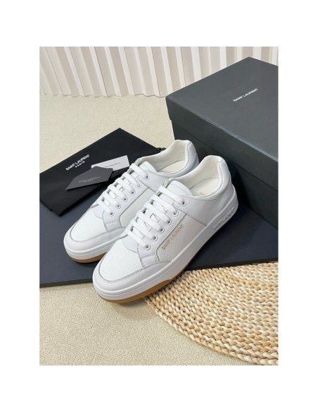 Cheap Reps Saint Laurent Womens SL/61 Sneakers in White Perforated Leather