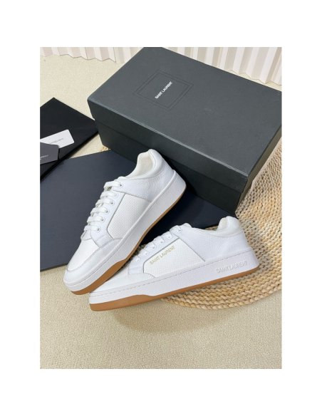 Cheap Reps Saint Laurent Womens SL/61 Sneakers in White Perforated Leather
