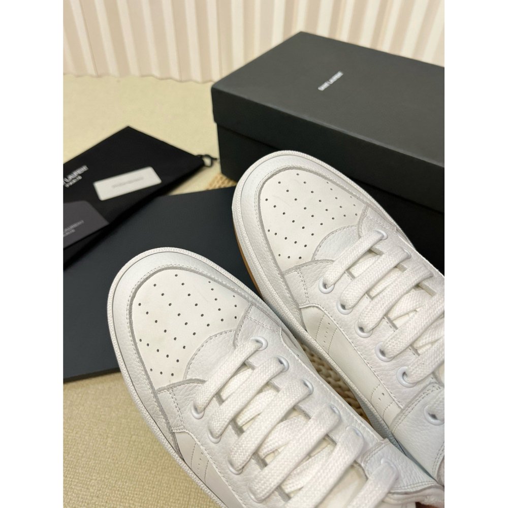 Cheap Reps Saint Laurent Womens SL/61 Sneakers in White Calfskin