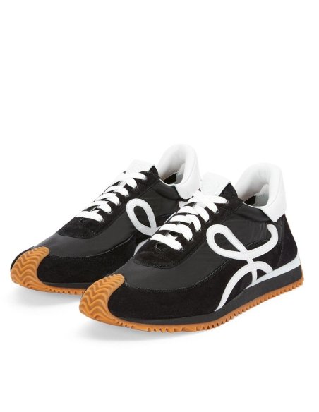 Cheap Reps Loewe Womens Flow Runner Sneakers in Black Nylon and Suede