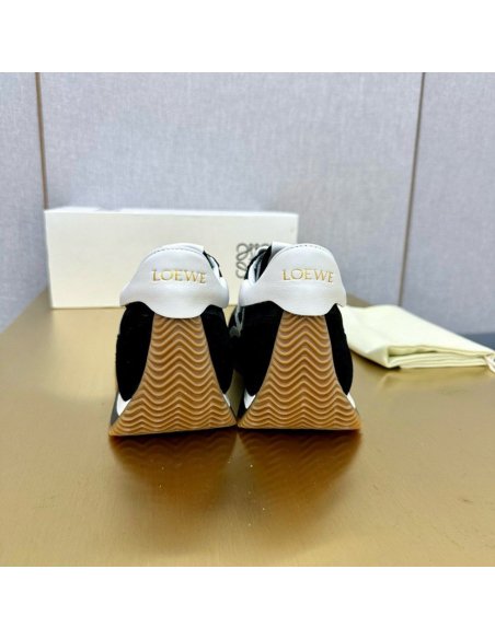 Cheap Reps Loewe Womens Flow Runner Sneakers in Black Nylon and Suede