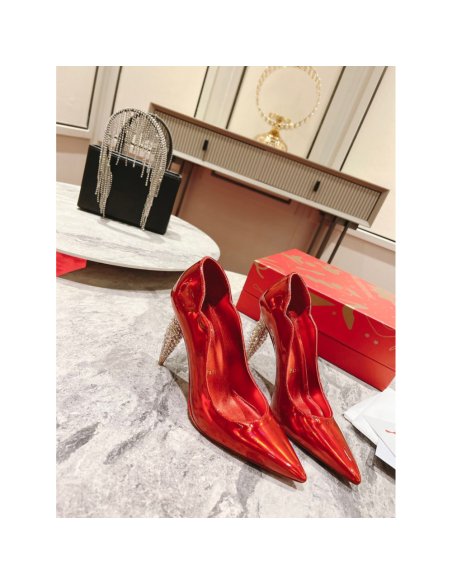 Cheap Reps Christian Louboutin Lipstrass Pumps 100mm In Red Patent Leather