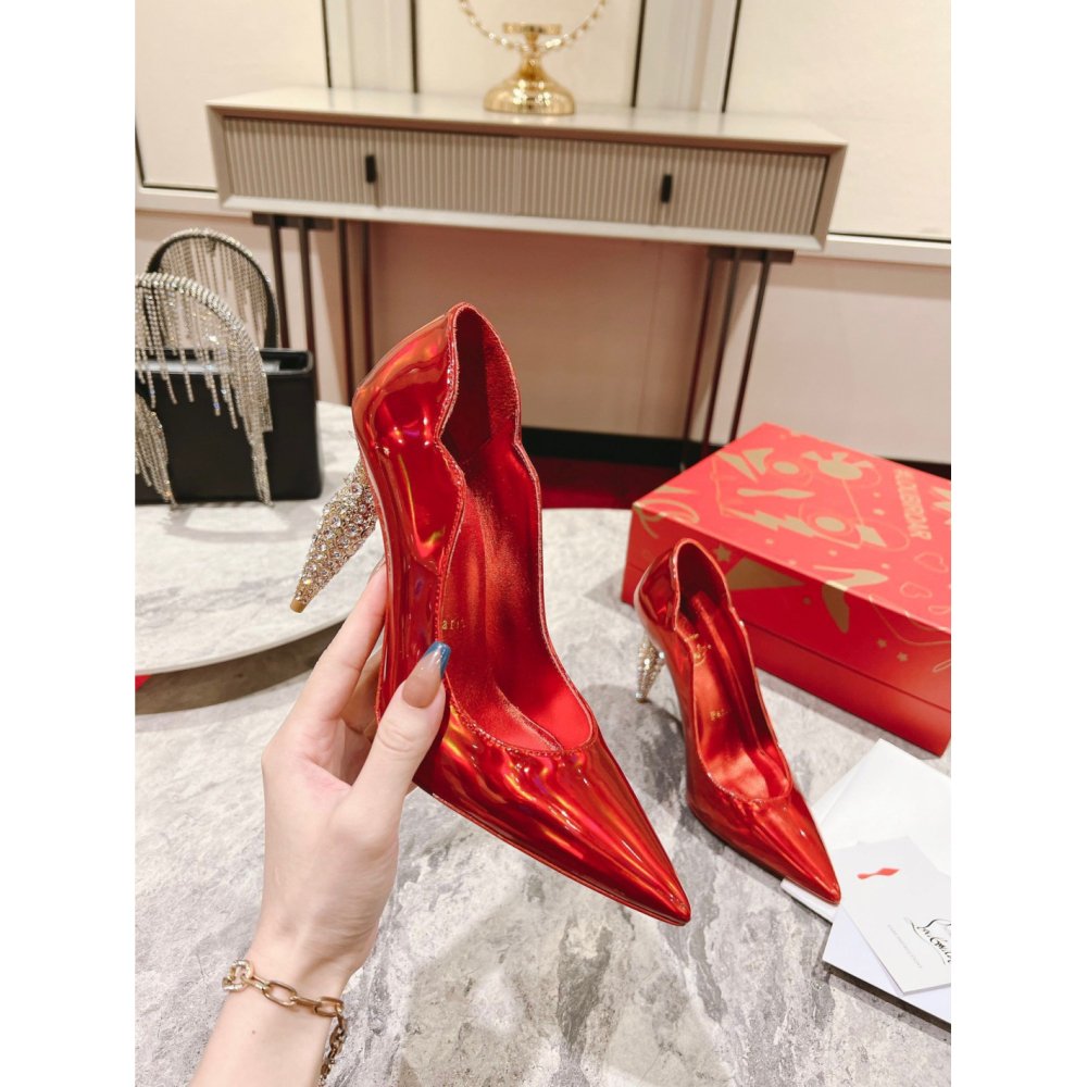 Cheap Reps Christian Louboutin Lipstrass Pumps 100mm In Red Patent Leather