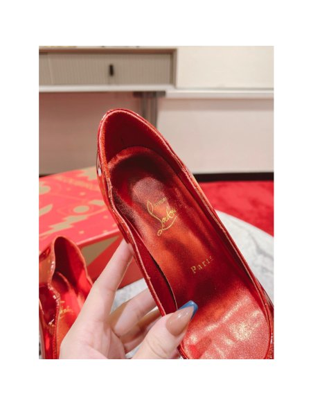 Cheap Reps Christian Louboutin Lipstrass Pumps 100mm In Red Patent Leather