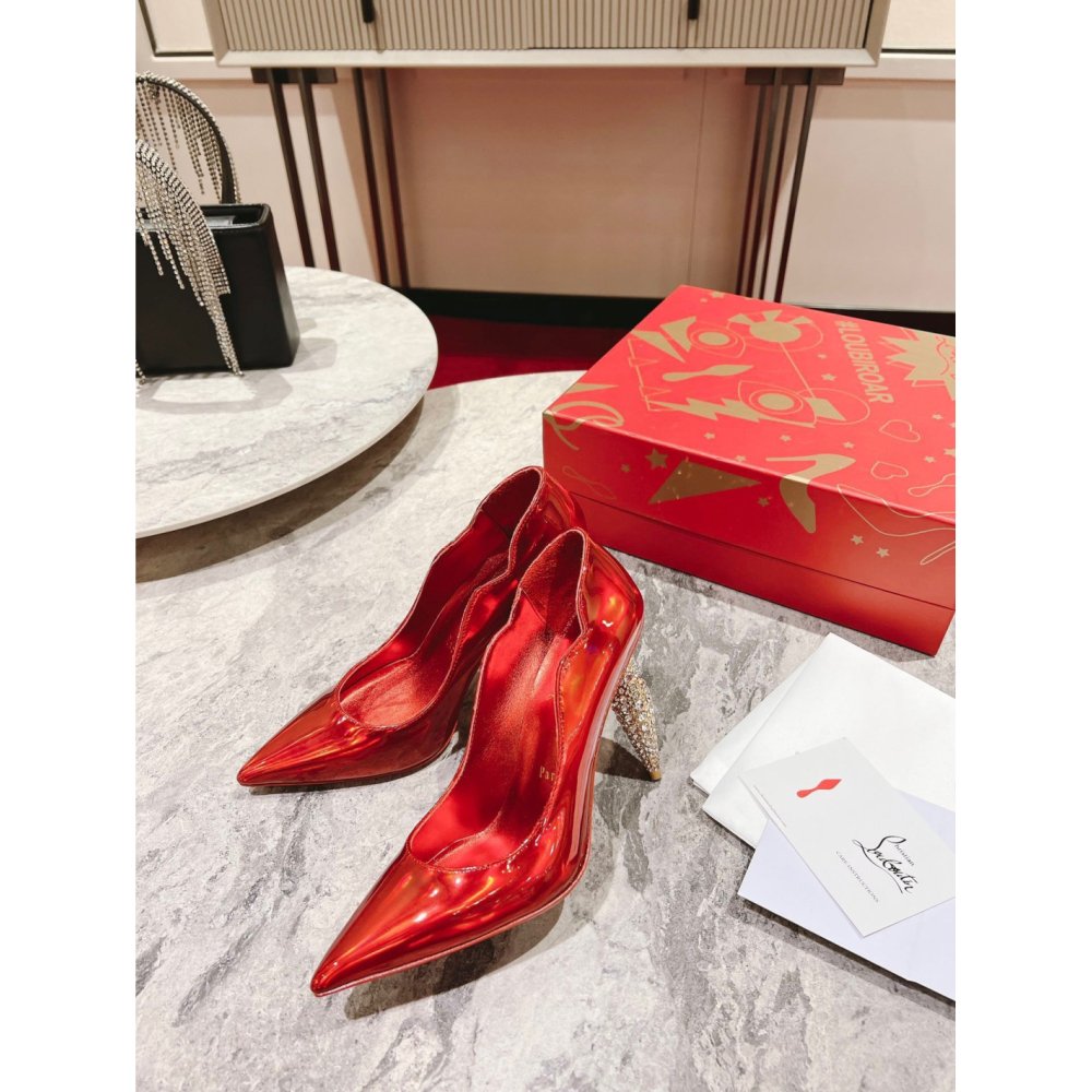 Cheap Reps Christian Louboutin Lipstrass Pumps 100mm In Red Patent Leather