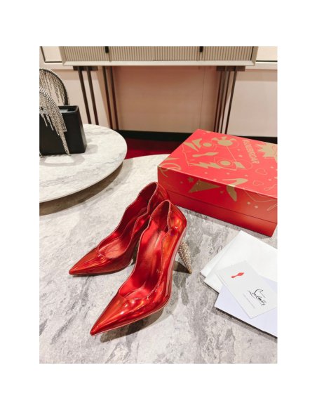 Cheap Reps Christian Louboutin Lipstrass Pumps 100mm In Red Patent Leather