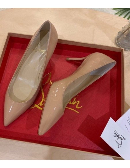 Cheap Reps Christian Louboutin Nude Patent Kate 70mm Pumps