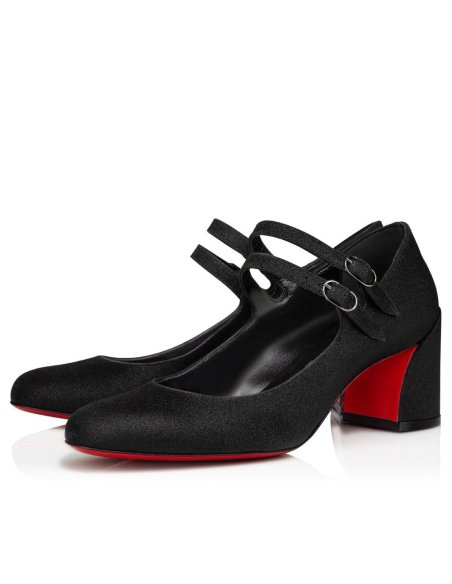 Cheap Reps Christian Louboutin Miss Jane Pumps 55mm In Black Glitter Leather