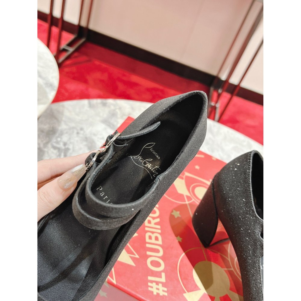 Cheap Reps Christian Louboutin Miss Jane Pumps 55mm In Black Glitter Leather
