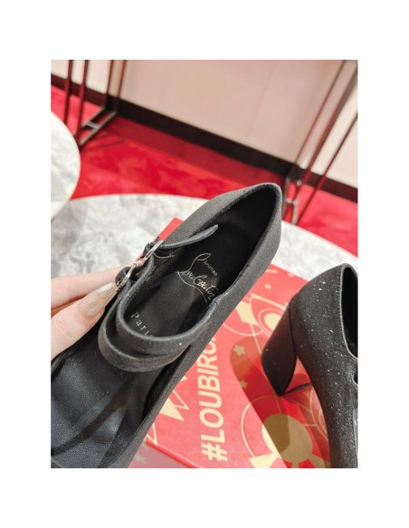 Cheap Reps Christian Louboutin Miss Jane Pumps 55mm In Black Glitter Leather